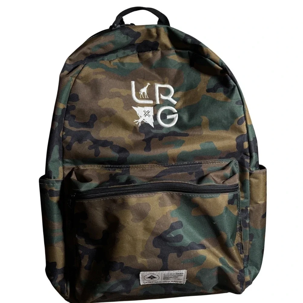 LRG Lifted Research Group Camo Backpack Woodland Camouflage Embroidered Logo Bag